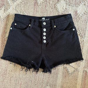 Size 26 - 7 For All Mankind - Black Cut-Off Denim Jeans - High Rise